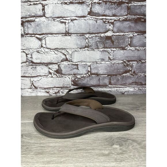 Olukai Ohana Flip Flops Womens Size 9 Brown Thong Slip On Comfort Logo - Picture 11 of 16